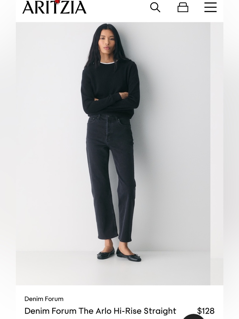 Denim Forum The Arlo Hi-Rise Straight
Jean. Black Eyeliner. Size 25. NWT